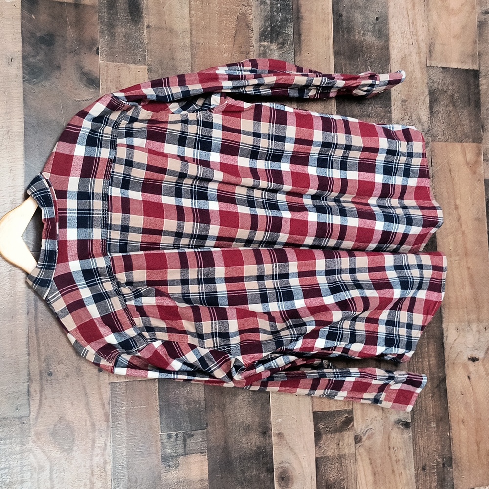 Ridgecut Tough Plaid Wear Red Blue Beige Long Sleeve Heavy Weight Flannel Sz XL - Picture 6 of 9